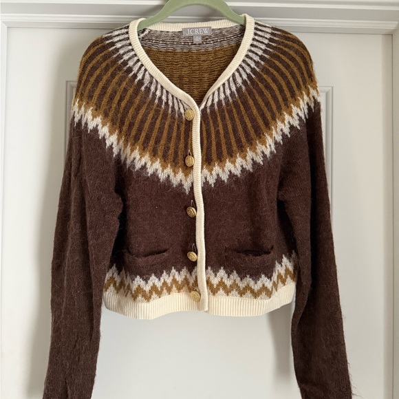 J. Crew Sweaters - J. Crew Brown and Cream Cardigan Sweater